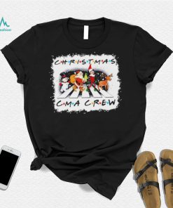 Santa Claus Snowman Elf And Reindeers Abbey Road Christmas CMA Crew Shirt