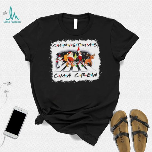 Santa Claus Snowman Elf And Reindeers Abbey Road Christmas CMA Crew Shirt