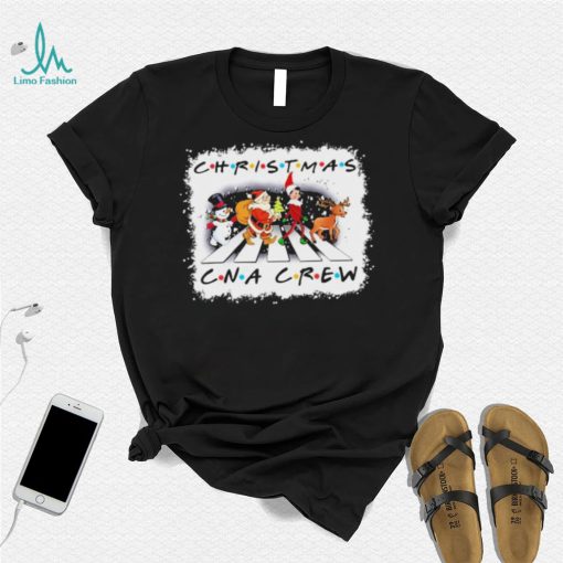 Santa Claus Snowman Elf And Reindeers Abbey Road Christmas CNA Crew Shirt