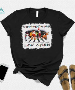 Santa Claus Snowman Elf And Reindeers Abbey Road Christmas LPN Crew Shirt