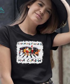 Santa Claus Snowman Elf And Reindeers Abbey Road Christmas MA Crew Shirt