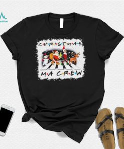 Santa Claus Snowman Elf And Reindeers Abbey Road Christmas MA Crew Shirt