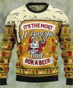 Santa Claus Wonderful Time For A Beer Ugly Christmas Sweater, Faux Wool Sweater, International Beer Day, Gifts For Beer Lovers, Best Christmas Gifts For 2022