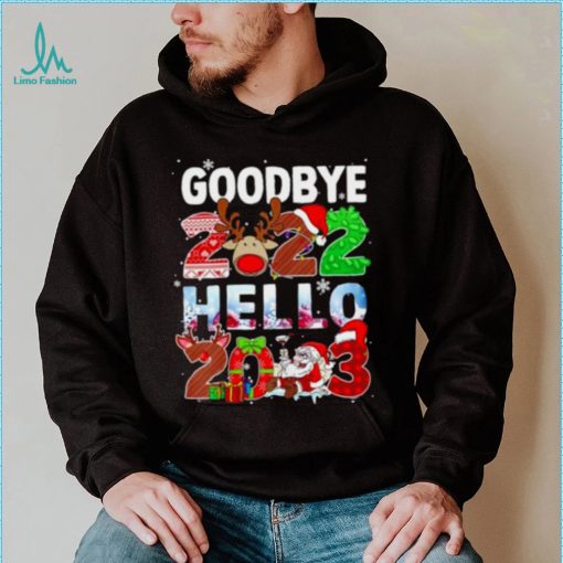 Santa Claus and Reindeer Goodbye 2022 hello 2023 christmas light sweater