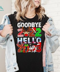 Santa Claus and Reindeer Goodbye 2022 hello 2023 christmas light sweater