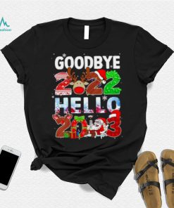 Santa Claus and Reindeer Goodbye 2022 hello 2023 christmas light sweater