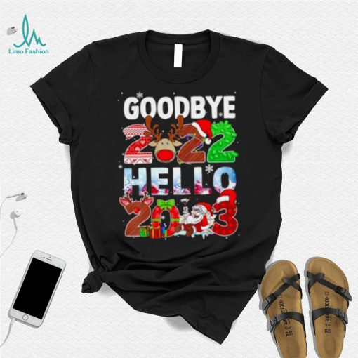 Santa Claus and Reindeer Goodbye 2022 hello 2023 christmas light sweater