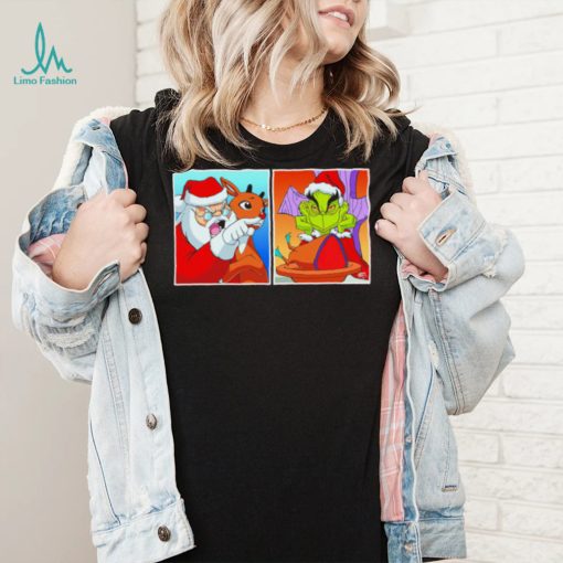 Santa Claus vs Grinch Yelling meme shirt