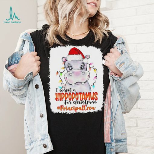 Santa Hoppo I Want A Hippopotamus For Christmas principal Crew Light Shirt