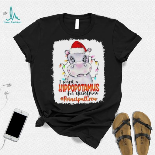 Santa Hoppo I Want A Hippopotamus For Christmas principal Crew Light Shirt