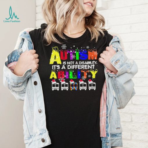 Santa Schoolbus Autism Is Not A Disability It’s A Different Ability Shirt