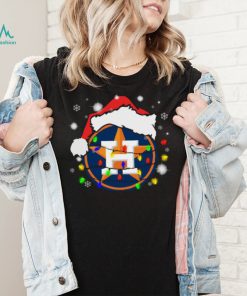 Santa houston astros lights merry Christmas lights T shirt