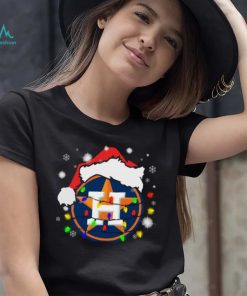 Santa houston astros lights merry Christmas lights T shirt