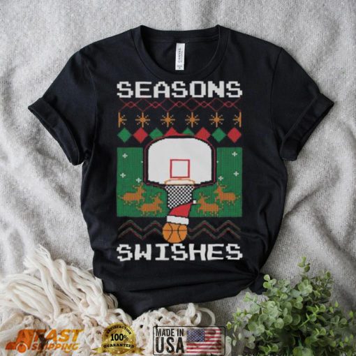 Seasons Swishes Bastketball Ugly Christmas T Shirt