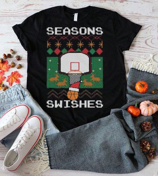 Seasons Swishes Bastketball Ugly Christmas T Shirt