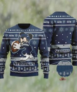 Seattle Seahawks Mickey Mouse Ugly Christmas Sweater Gift For Disney Fan