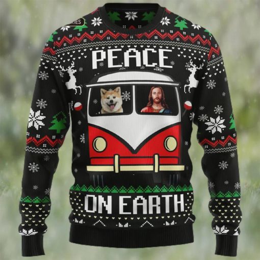 Shiba Inu Peace Ugly Christmas Sweater, Xmas Sweatshirt