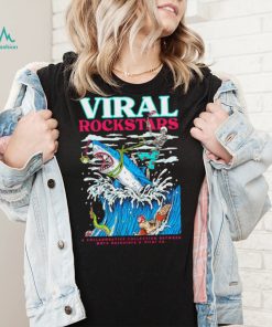 Skeleton riding shark viral Rockstars shirt