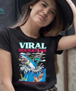 Skeleton riding shark viral Rockstars shirt