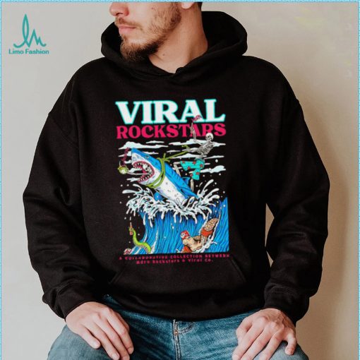 Skeleton riding shark viral Rockstars shirt