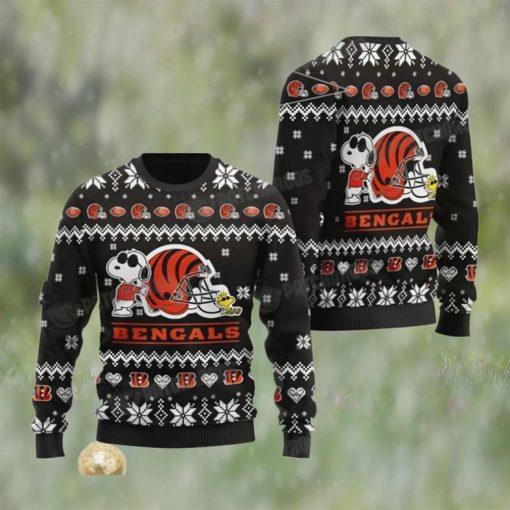 Snoopy And Woodstock NFL Cincinnati Christmas Ugly Sweater Bengals Gifts