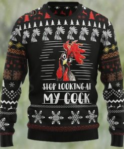 Stop Looking At My Cock Ugly Christmas Sweater, Xmas Sweatshirt