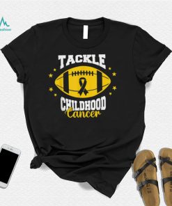 Tackle Childhood Cancer Awareness Football Gold Ribbon T Shirt