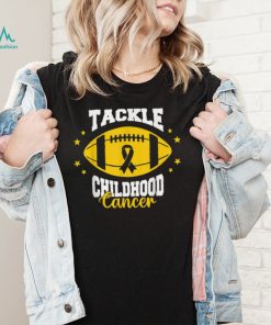 Tackle Childhood Cancer Awareness Football Gold Ribbon T Shirt2