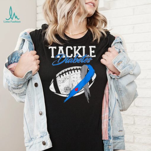 Tackle Diabetes Blue Football Type Diabetes Awareness T Shirt