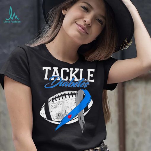 Tackle Diabetes Blue Football Type Diabetes Awareness T Shirt