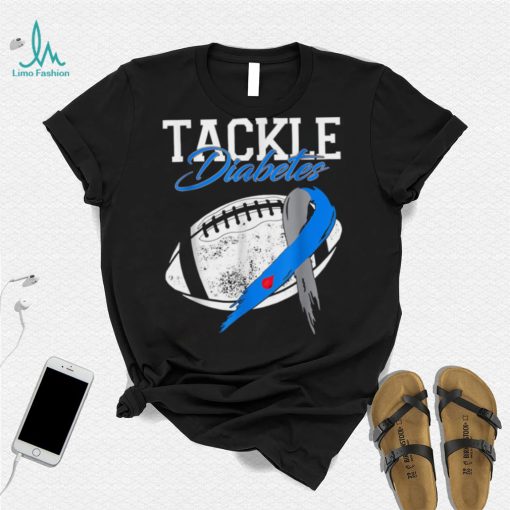 Tackle Diabetes Blue Football Type Diabetes Awareness T Shirt