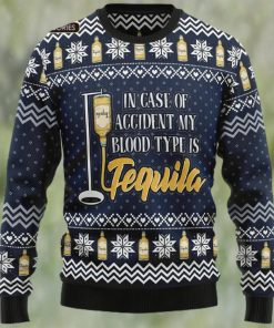 Tequila My Blood Type Knitted Ugly Christmas Sweater, Xmas Sweater