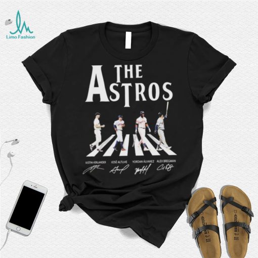The Astros Justin Verlander Jose Altuve Yordan Alvarez And Alex Bregman Abbey Road Signatures Shirt