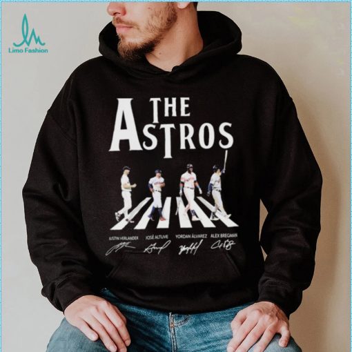The Astros Justin Verlander Jose Altuve Yordan Alvarez And Alex Bregman Abbey Road Signatures Shirt