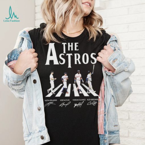 The Astros Justin Verlander Jose Altuve Yordan Alvarez And Alex Bregman Abbey Road Signatures Shirt