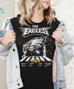 The Eagles Jalen Hurts TJ Edwards Aj Brown And Miles Sanders Abbey Road Christmas Signatures Shirt