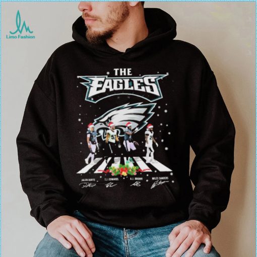 The Eagles Jalen Hurts TJ Edwards Aj Brown And Miles Sanders Abbey Road Christmas Signatures Shirt