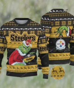 The Grinch And Pittsburgh Steelers Ugly Christmas Sweater Funny Gift