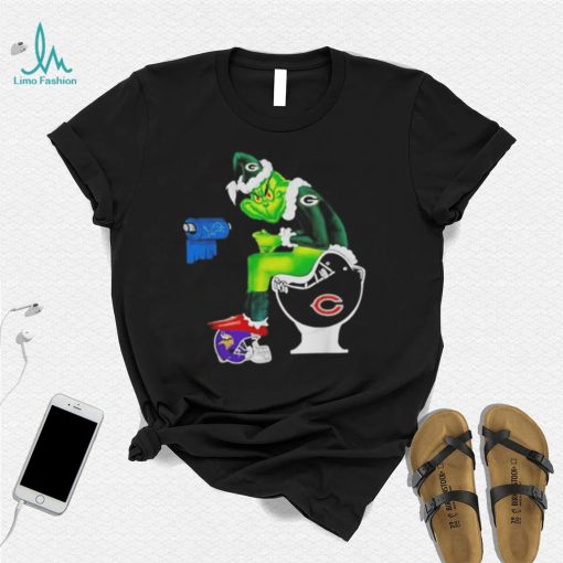 The Grinch Green Bay Packers Christmas Shit On Toilet Minnesota Vikings Miami Dolphins Patriots Christmas 2022 Shirt