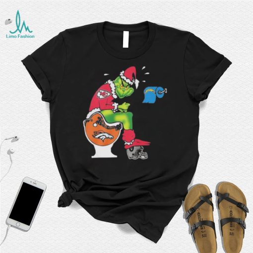 The Grinch Kansas City Chiefs Shit On Toilet Denver Broncos Other Teams Oakland Raiders Christmas 2022 Shirt
