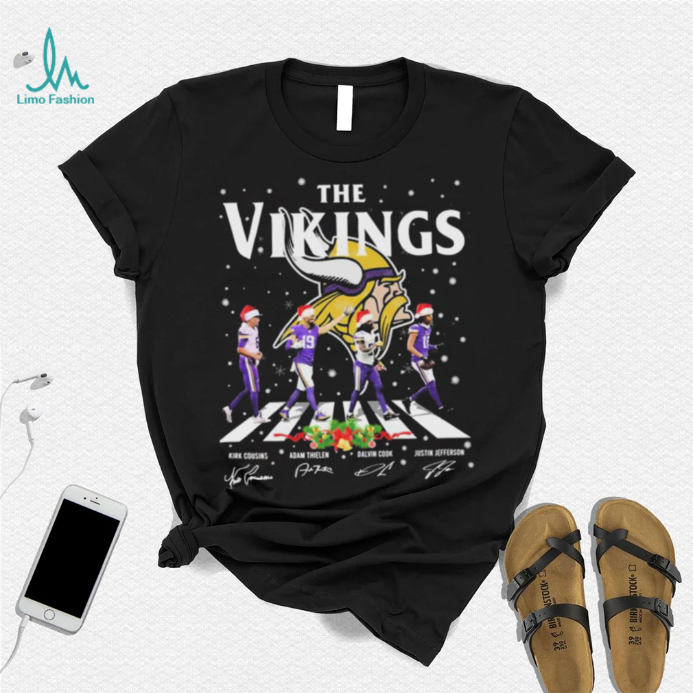 The Vikings NFL Team 2022 Abbey Road Merry Christmas Signature Shirt The Vikings NFL Team 2022 Abbey Road Merry Christmas Signature Shirt
