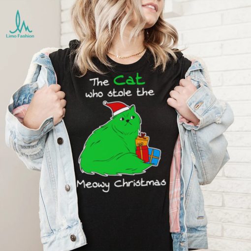 The cat who stole the Meowy Christmas shirt