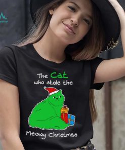 The cat who stole the Meowy Christmas shirt