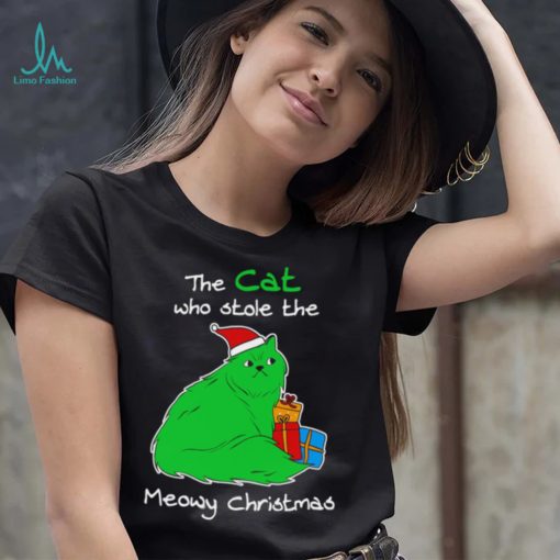 The cat who stole the Meowy Christmas shirt