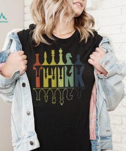 Think Retro Chess Pieces Player Gifts Chess Coach T Shirt