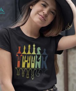 Think Retro Chess Pieces Player Gifts Chess Coach T Shirt