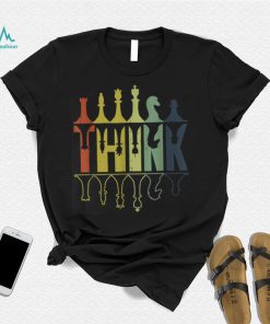 Think Retro Chess Pieces Player Gifts Chess Coach T Shirt