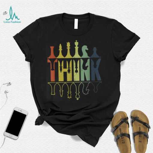 Think Retro Chess Pieces Player Gifts Chess Coach T Shirt