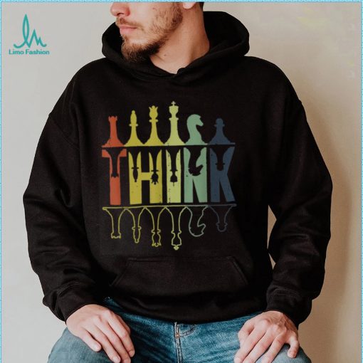 Think Retro Chess Pieces Player Gifts Chess Coach T Shirt