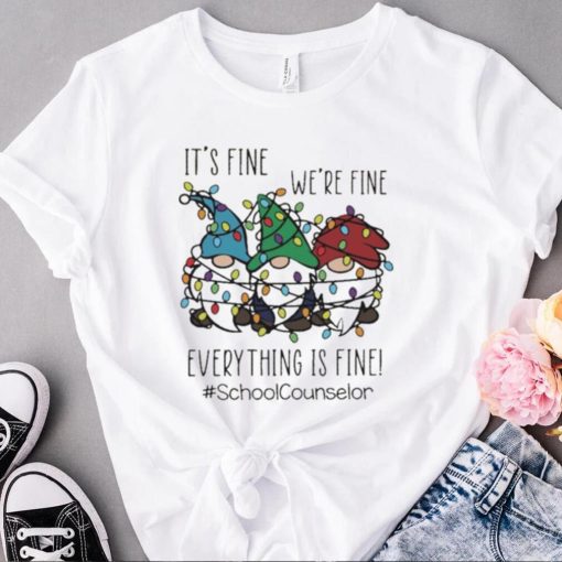 Three Gnomes It’s Fine We’re Fine Everything Is Fine School Counselor Christmas Sweater